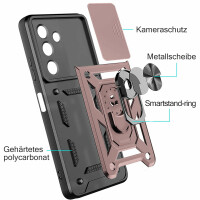 Outdoor Panzer Hülle für Samsung Galaxy A25 mit Kameraschutz Ringhalter Bumper  Rosegold