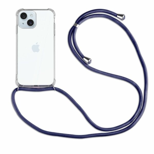 Handykette für Apple iPhone 15 Serie Hülle Handyhülle mit Band Hülle mit Kordel Blau iPhone 15 Pro