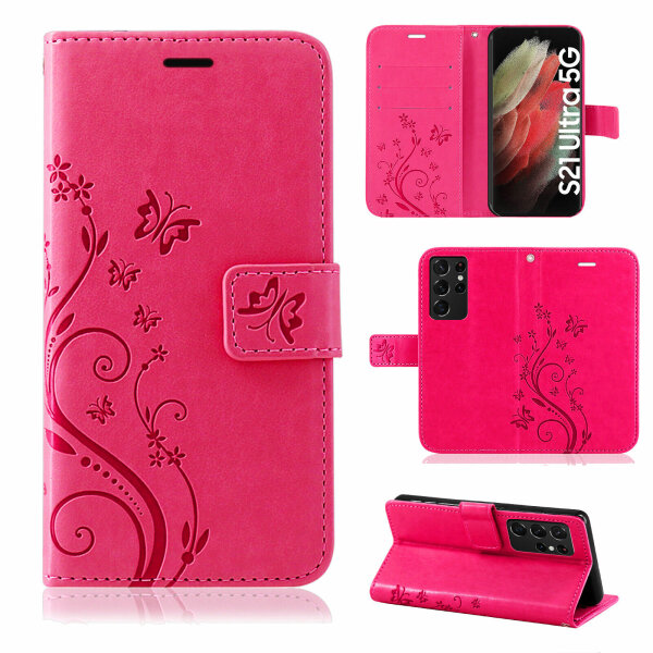 Handyhülle für Samsung Galaxy S21 Ultra 5G Hülle Handy Tasche Flip Case Etui TPU