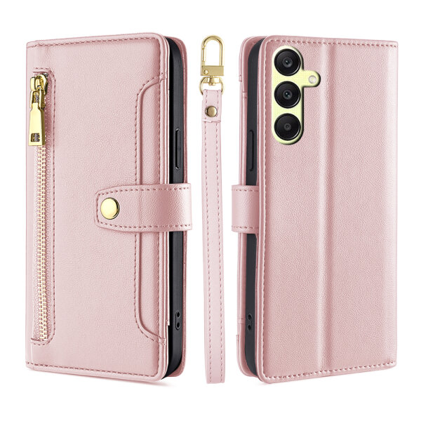 Handykette für Samsung Galaxy A25 – Handyhülle mit Band PU-Leder Rosa