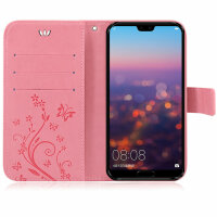 Huawei P20 Pro Handy Tasche Handyhülle Wallet Schutz Hülle Blumen Flip Cover