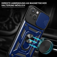 Panzer Hülle iPhone 15 /Pro /Pro Max/Plus Handyhülle mit Kameraschutz Ringhalter Blau iPhone 15 Plus