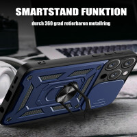 Panzer Hülle iPhone 15 /Pro /Pro Max/Plus Handyhülle mit Kameraschutz Ringhalter Blau iPhone 15 Plus