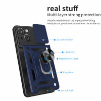 Panzer Hülle iPhone 15 /Pro /Pro Max/Plus Handyhülle mit Kameraschutz Ringhalter Blau iPhone 15 Plus