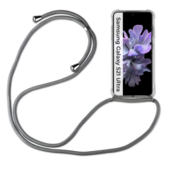 Handykette für Samsung Galaxy S21 Ultra 5G – Handyhülle mit Band Grau