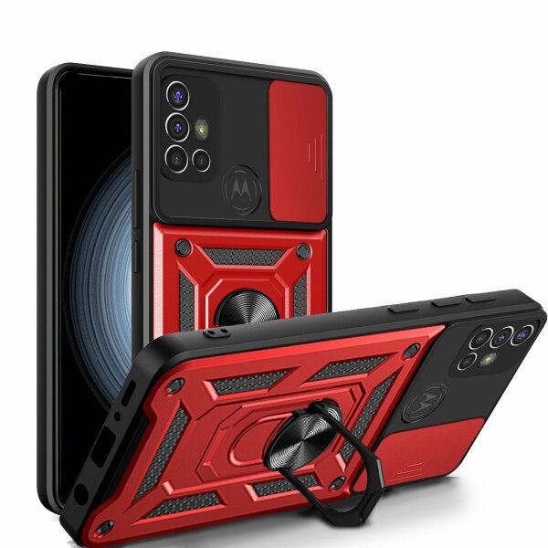 Outdoor Panzer Hülle Motorola Moto G10 G20 G30 Handyhülle mit Kameraschutz Ring Rot