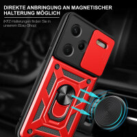 Outdoor Panzer Hülle Xiaomi Redmi Note 13 Pro+ Handyhülle Kameraschutz Ringhalte Rot
