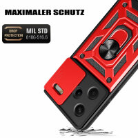 Outdoor Panzer Hülle Xiaomi Redmi Note 13 Pro+ Handyhülle Kameraschutz Ringhalte Rot
