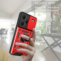 Outdoor Panzer Hülle Xiaomi Redmi Note 13 Pro+ Handyhülle Kameraschutz Ringhalte Rot
