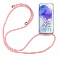 Handykette für Samsung Galaxy A55 Handyhülle mit Band Case Hülle mit Kordel Hand Rosa