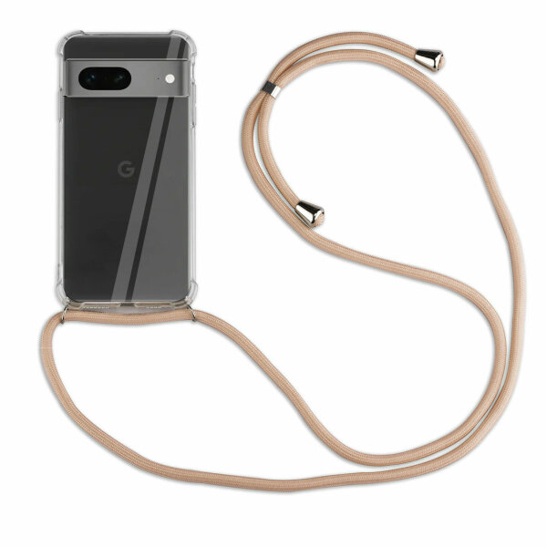 Handykette Für Google Pixel 8A Handyhülle mit Band Hülle Kordel Bumper Beige / Braun