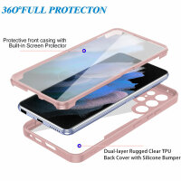 Handyhülle für Samsung Galaxy S21 Ultra – 360° Panzer Case mit Displayschutz Rosa