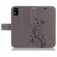 Handyhülle für ZTE Blade A31 Lite – Klapphülle Blume Grau