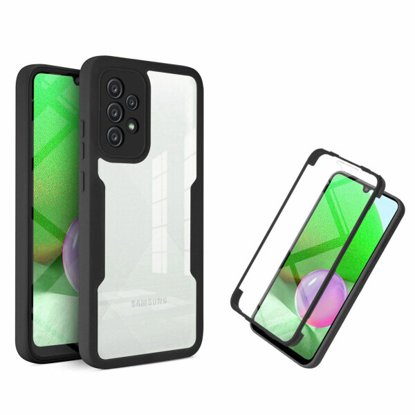 360° Grad Hülle für Samsung Galaxy A52 / A52s mit Integriertem Displayschutz Schwarz