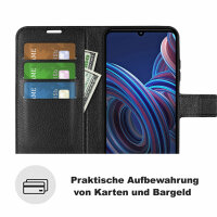 Handyhülle für ZTE Blade A72 5G – Klapphülle PU-Leder Schwarz