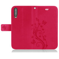 Huawei Handy Tasche Handyhülle Schutz Hülle Blumen Flip Cover Buch Case Etui Huawei P30 Pink