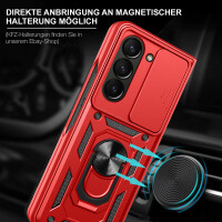 Outdoor Panzer Hülle für Samsung Galaxy Z Fold 5 mit Kameraschutz Ringhalter  Rot