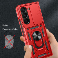 Outdoor Panzer Hülle für Samsung Galaxy Z Fold 5 mit Kameraschutz Ringhalter  Rot