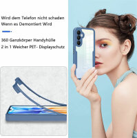 360° Hülle für Samsung A25, 360 Grad Handyhülle mit Integriertem Displayschutz Blau