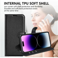 Handyhülle für Apple iPhone 15 Pro - Klapphülle PU-Leder Schwarz