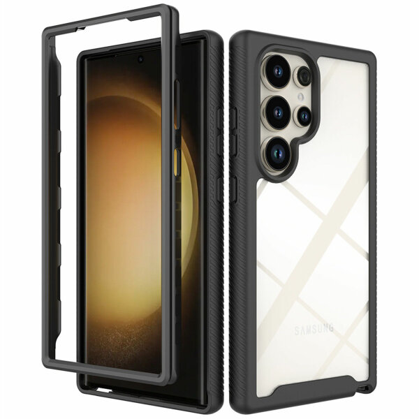 Hülle für Samsung Galaxy S24 Ultra Handyhülle 2 Teilig Bumper Case Kantenschutz Schwarz