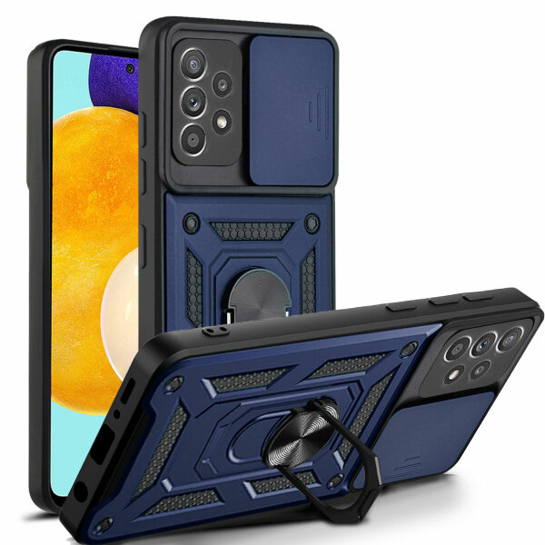 Outdoor Panzer Hülle für Samsung Galaxy A52 mit Kameraschutz Ringhalter Bumper Blau