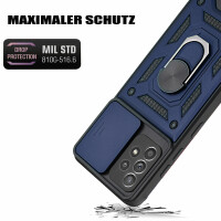 Outdoor Panzer Hülle für Samsung Galaxy A52 mit Kameraschutz Ringhalter Bumper Blau