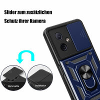 Outdoor Panzer Hülle Motorola Moto G54 Handyhülle mit Kameraschutz Ringhalter Blau