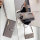 Handykette Motorola Hülle mit Band Handyhülle Kartenfächer Leder Umhängetasche Moto G54 Grau