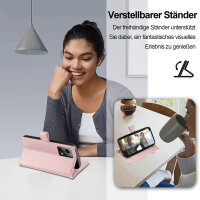 Handykette Xiaomi Hülle mit Band Handyhülle Kartenfächer PU Leder Umhängetasche Redmi Note 12 5G / Poco X5 5G Rosa