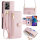 Handykette Xiaomi Hülle mit Band Handyhülle Kartenfächer PU Leder Umhängetasche Redmi Note 12 5G / Poco X5 5G Rosa