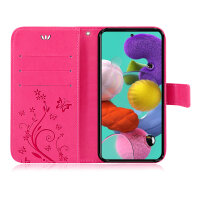 Handy Tasche für Samsung Galaxy A51 SM-A515 Hülle Case Buchhülle Klapphülle TPU Blume Pink