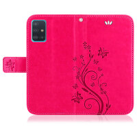 Handy Tasche für Samsung Galaxy A51 SM-A515 Hülle Case Buchhülle Klapphülle TPU Blume Pink