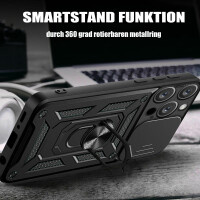 Panzer Hülle iPhone 15 /Pro /Pro Max/Plus Handyhülle mit Kameraschutz Ringhalter Schwarz iPhone 15