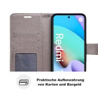 Handyhülle Xiaomi Redmi 10 2022 Hülle Handy Tasche Schutzhülle Wallet Case Etui Grau