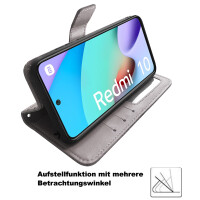 Handyhülle Xiaomi Redmi 10 2022 Hülle Handy Tasche Schutzhülle Wallet Case Etui Grau