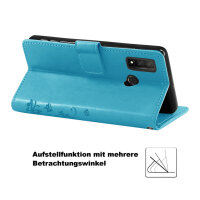 Huawei Handy Tasche Handyhülle Schutz Hülle Blumen Flip Cover Buch Case Etui Huawei P Smart 2020 Blau