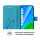 Huawei Handy Tasche Handyhülle Schutz Hülle Blumen Flip Cover Buch Case Etui Huawei P Smart 2020 Blau