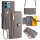 Handykette Xiaomi Hülle mit Band Handyhülle Kartenfächer PU Leder Umhängetasche Redmi Note 13 4G Grau