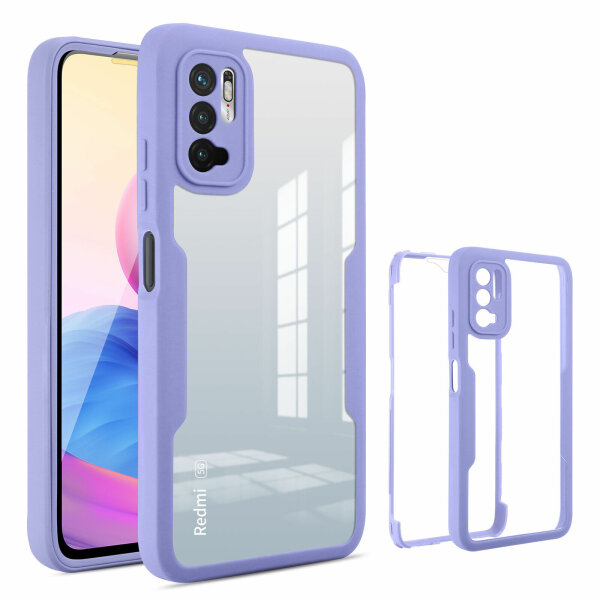 360° Grad Hülle Xiaomi Redmi Note 10 5G vollschutz Integriertem Displayschutz Lila
