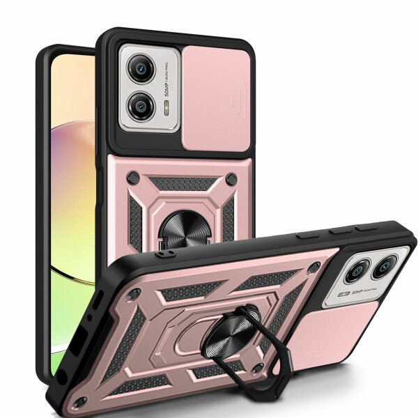 Outdoor Panzer Hülle Motorola Moto G13 / G23 / G53 mit Kameraschutz Ringhalter Rosegold