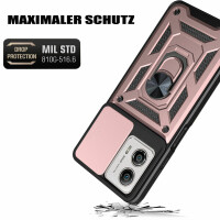 Outdoor Panzer Hülle Motorola Moto G13 / G23 / G53 mit Kameraschutz Ringhalter Rosegold
