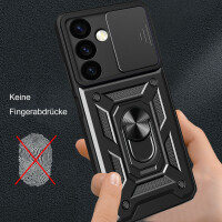 Outdoor Panzer Hülle für Samsung Galaxy S24+ mit Kameraschutz Ringhalter Bumper Schwarz