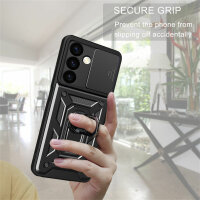 Outdoor Panzer Hülle für Samsung Galaxy S24+ mit Kameraschutz Ringhalter Bumper Schwarz