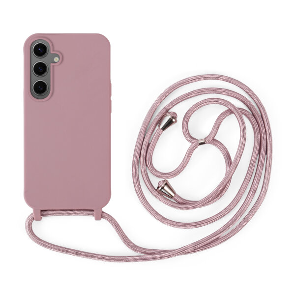 Handykette für Samsung Hanyhülle mit Band Hülle mit Kodel Smartphone Halskette Galaxy S24+ Rosa