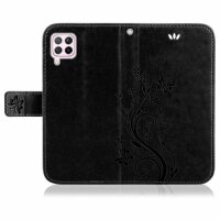 Huawei Handy Tasche Handyhülle Schutz Hülle Blumen Flip Cover Buch Case Etui Huawei P40 Lite Blau