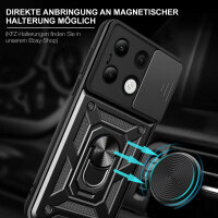 Outdoor Panzer Hülle Xiaomi Redmi Note 13 4G Handyhülle Kameraschutz Ringhalter  Schwarz