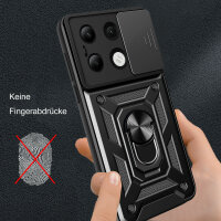 Outdoor Panzer Hülle Xiaomi Redmi Note 13 4G Handyhülle Kameraschutz Ringhalter  Schwarz