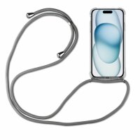 Handykette für Apple iPhone 15 Serie Hülle Handyhülle mit Band Hülle mit Kordel Grau iPhone 15 Plus