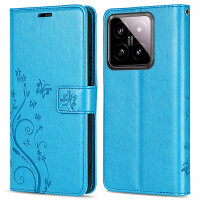 Hülle Xiaomi 14 Pro Handy Tasche Handyhülle Wallet Case Flip Cover Klapphülle Blau